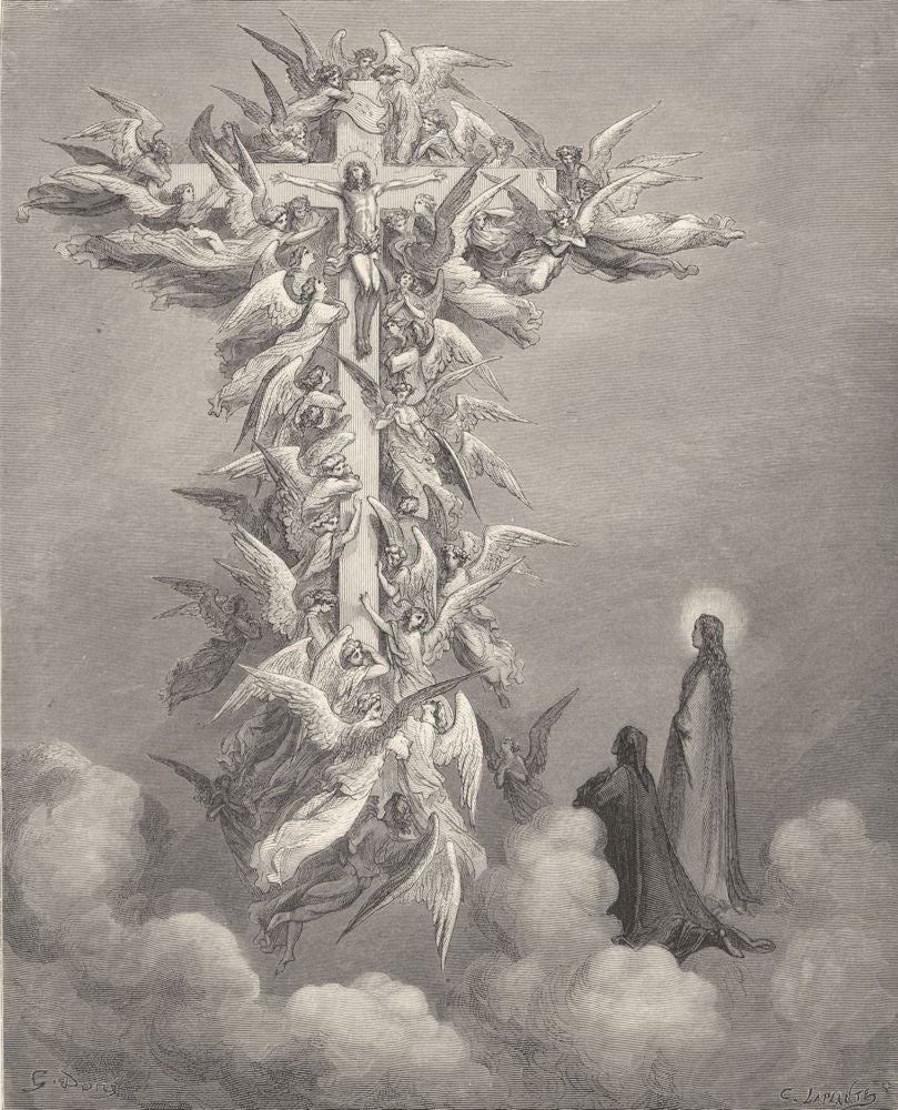 DANTE. Christ beam'd on that cross; and pattern fails me now 1893 old print